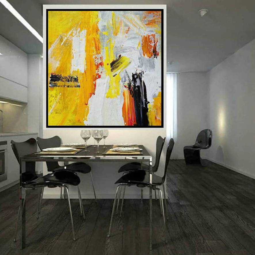Yellow Abstract Canvas Painting Abstract Canvas Wall Art P9PAR wall art